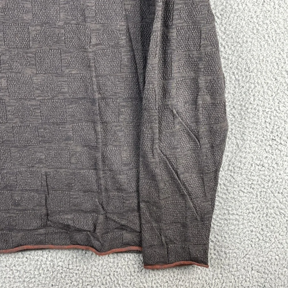 Carbon 2 Cobalt Sweater Mens L Pullover V Neck Thermal‎ Check Textured Knit Grey